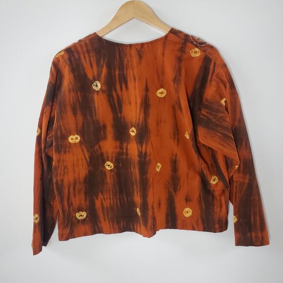 Market Place Not Charity Orange and Black button up lightweight button up - Picture 4 of 6